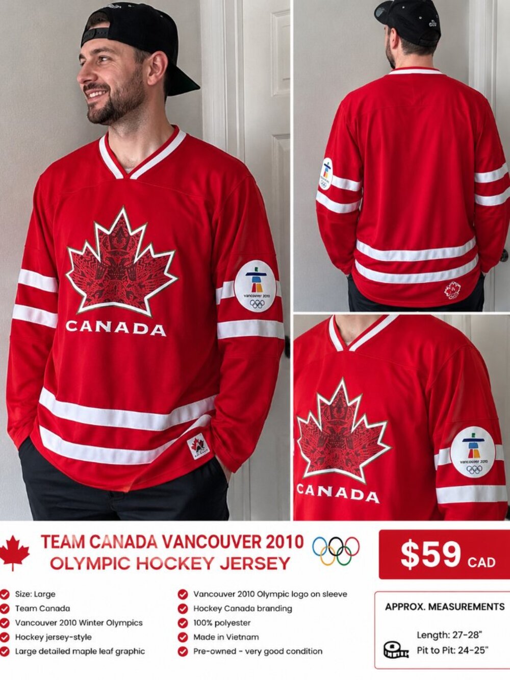 🇨🇦 Team Canada Vancouver 2010 Olympic Hockey Jersey – Men’s Large - Picture 2 of 16